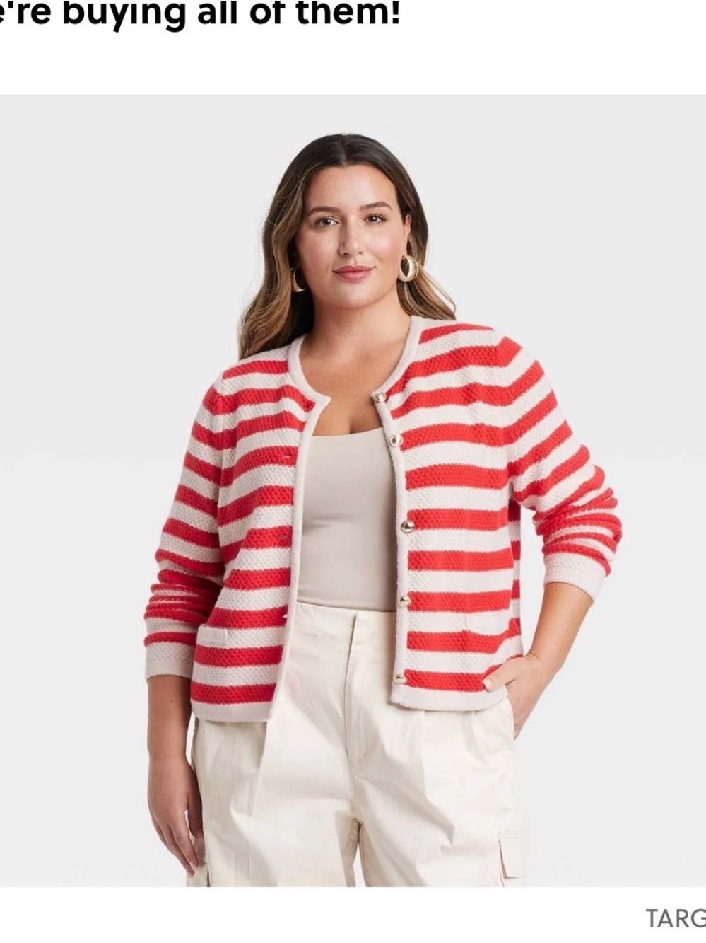 Target AND  Red and White Striped Button Cardigan Sweater